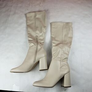 Madden Girl Women Knee High Block Heel Dress Boot Cream White 10 (lot 12…